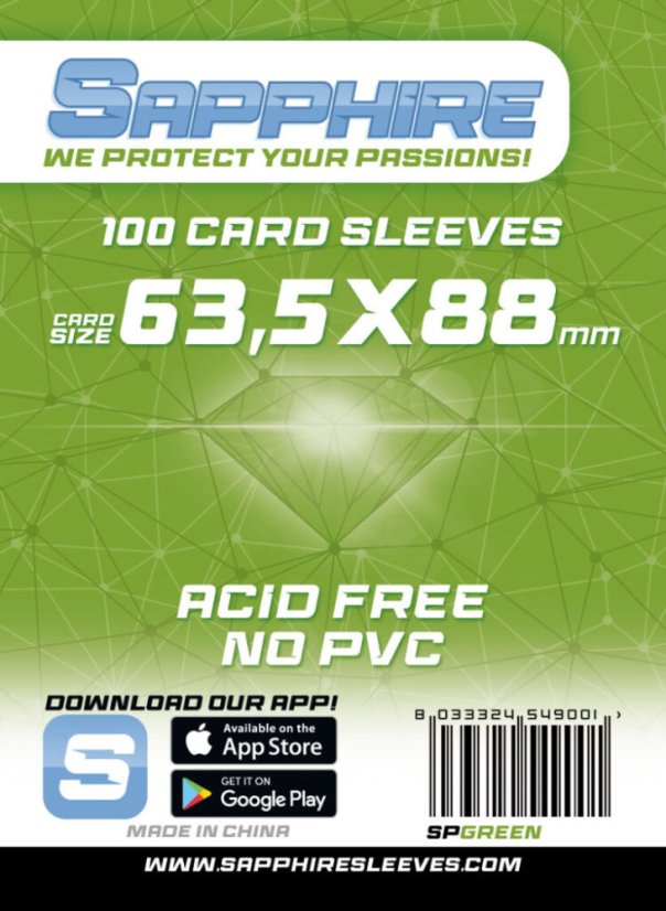 Sapphire Sleeves obaly na karty Sapphire Green - Standard Card Game - 63,5 x 88 mm 100 ks