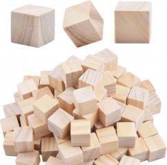 Dřevěné kostky 1x1 cm přírodní 10ks